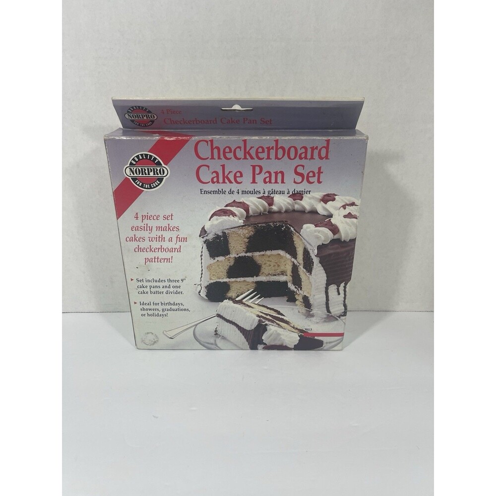 The Classic Checkerboard Cake Pan Set NIB